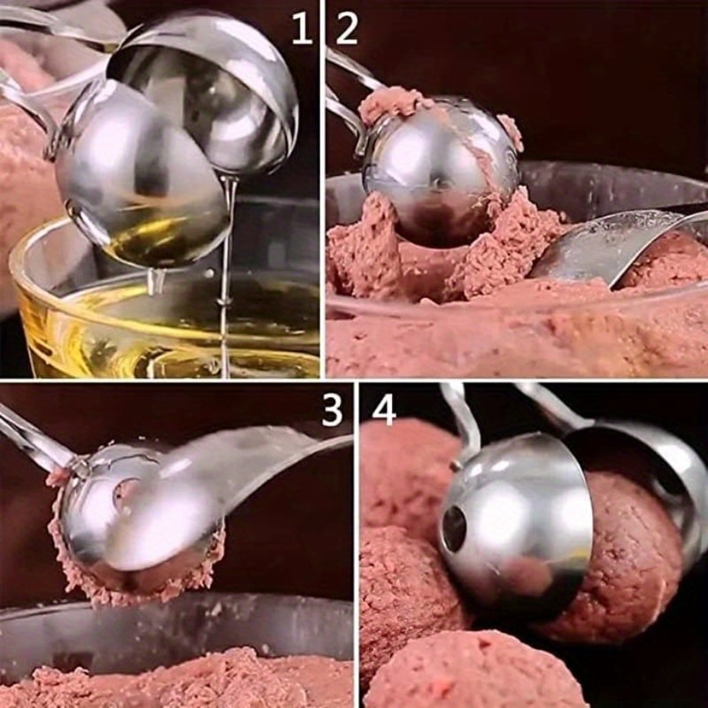 Stainless Steel Meatball Maker Spoon with Non-Stick Grip for Meatballs, Rice Balls & Ice Cream Scoops