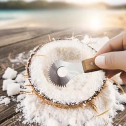 cococraft stainless steel coconut scraper with wooden handle for fresh coconut milk & desserts