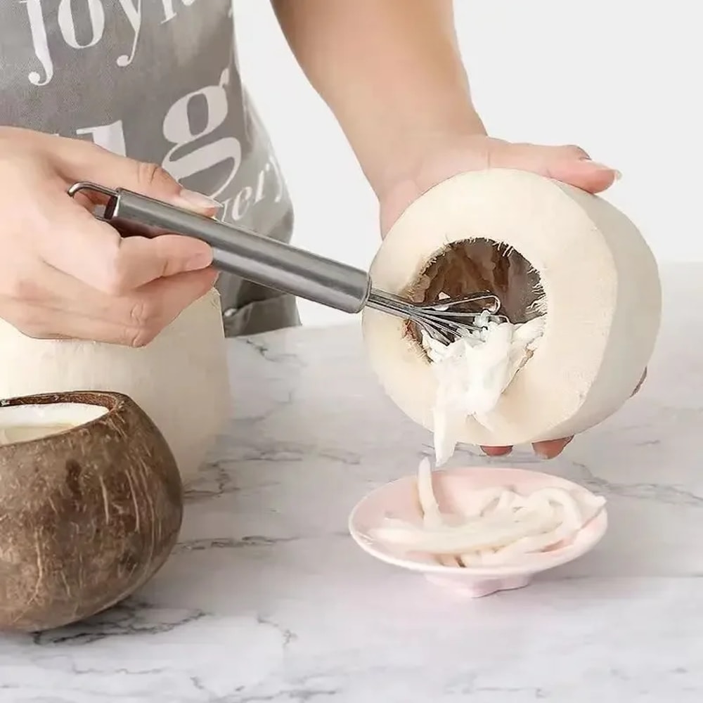 CocoClean Stainless Steel Coconut Scraper For Easy Coconut Meat Removal 2