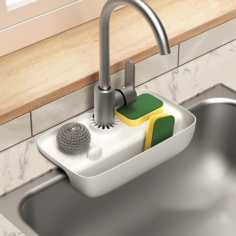 AquaDry Silicone Faucet Splash Guard Mat With Drain Rack For Kitchen Bathroom Sinks 6