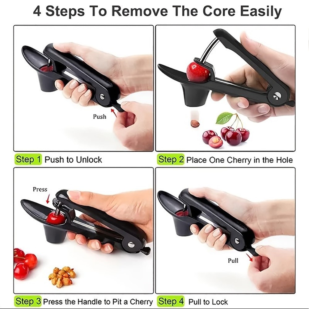 QuickPit Cherry Pitter & Jujube Corer Tool for Fast Fruit Seed Removal