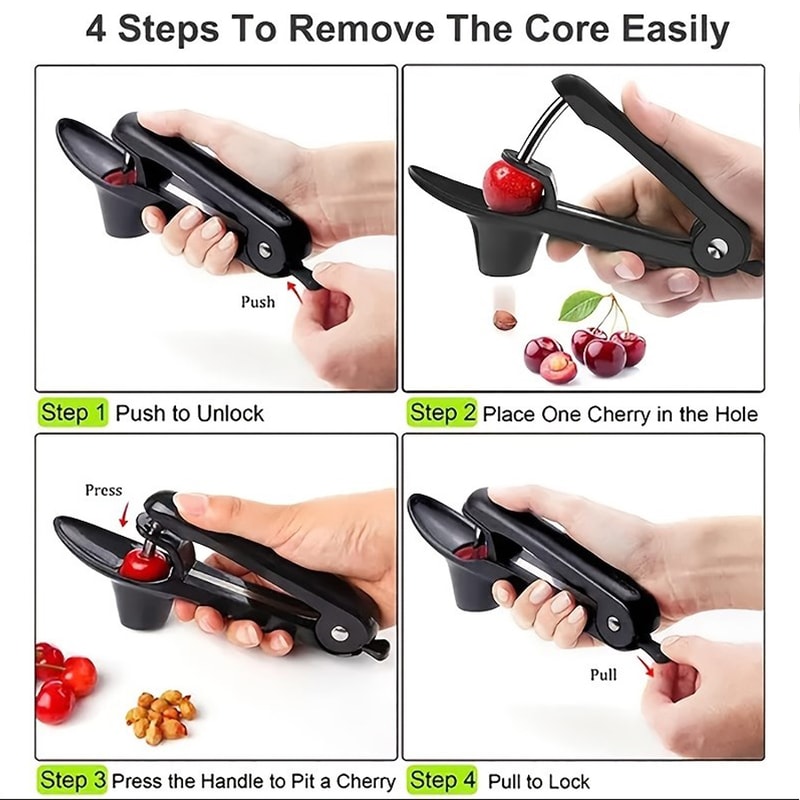 QuickPit Cherry Pitter & Jujube Corer Tool for Fast Fruit Seed Removal