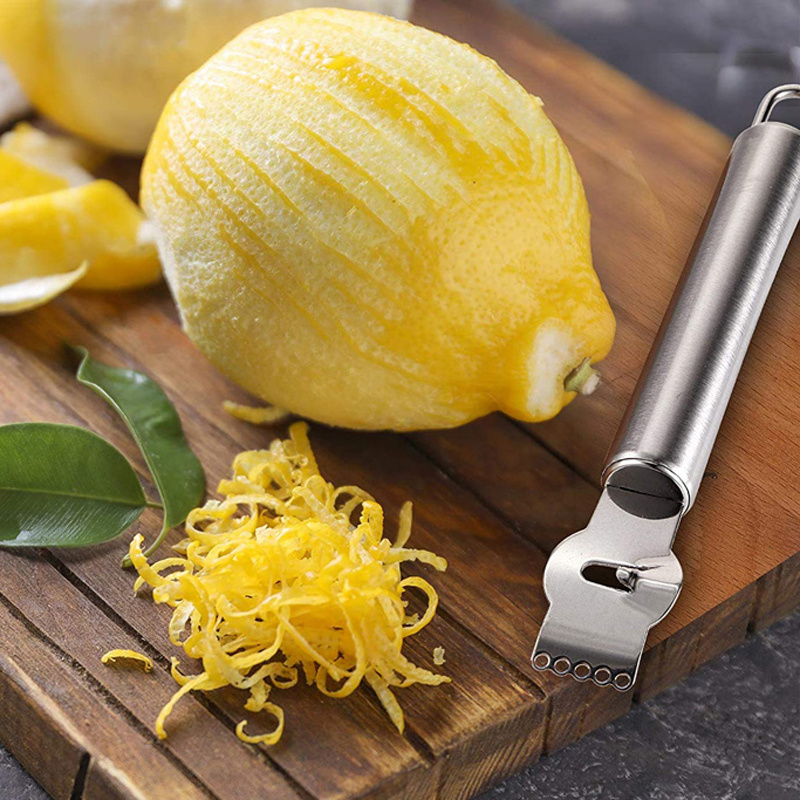 Premium Lemon Zester Stainless Steel Citrus Peeler Fine Grater Tool 0