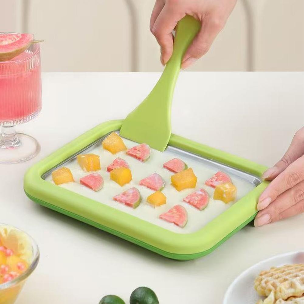 Instant Rolled Ice Cream Maker Cold Plate Kit with Scrapers for DIY Frozen Yogurt & Sorbet