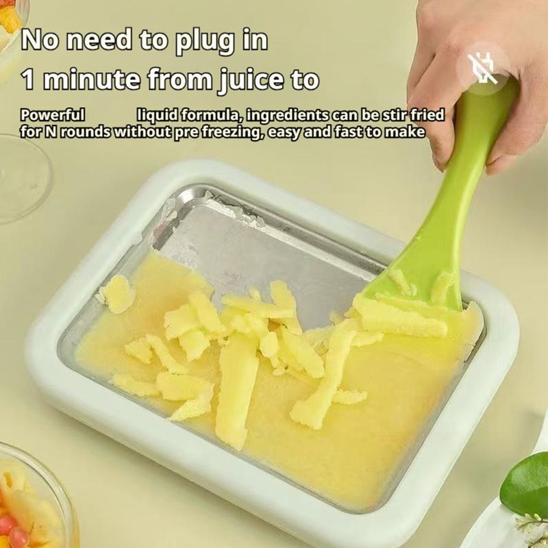 Instant Rolled Ice Cream Maker Cold Plate Kit with Scrapers for DIY Frozen Yogurt & Sorbet