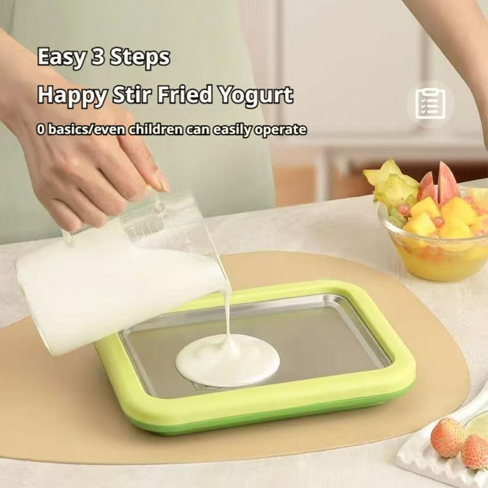 Instant Rolled Ice Cream Maker Cold Plate Kit with Scrapers for DIY Frozen Yogurt & Sorbet
