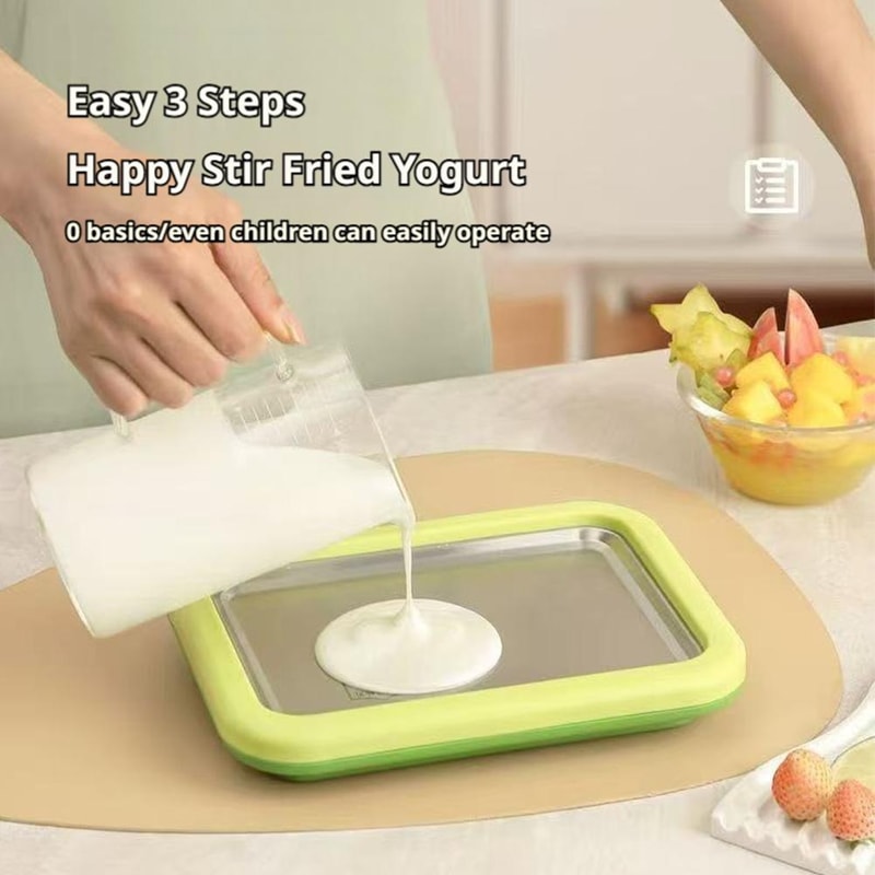 Instant Rolled Ice Cream Maker Cold Plate Kit with Scrapers for DIY Frozen Yogurt & Sorbet