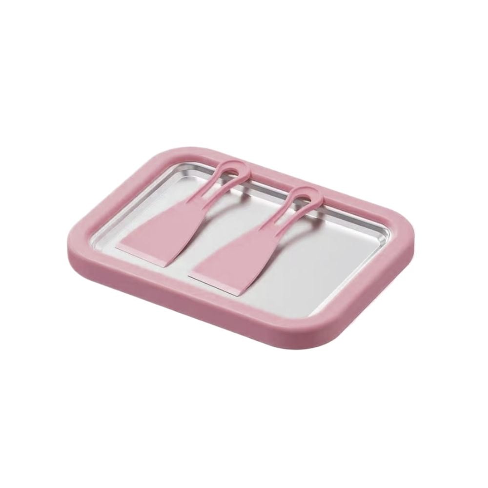 Instant Rolled Ice Cream Maker Cold Plate Kit with Scrapers for DIY Frozen Yogurt & Sorbet