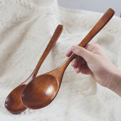 1Pc Bamboo Wooden Spoon - Kitchen Cooking Utensil Tool for Soup, Teaspoon, Catering