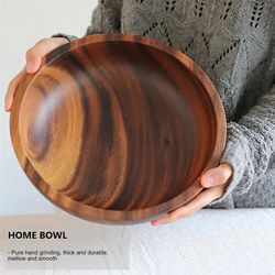 Kitchen Natural Wooden Bowl: Household Fruit & Salad Bowl for Home & Restaurant - Food Container with Wooden Utensils |