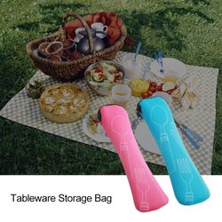 Portable Tableware Bag: Cutlery Dinner Set for Travel, Storage Box for Picnic Forks & Spoons - Compact & Convenient