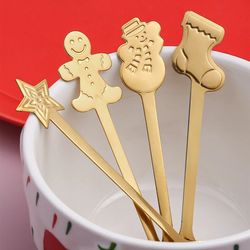 Christmas Gift Decoration: Snowman Stocking Cutlery Spoon Set - Gingerbread Spoon in Gift Box | 2PCS/4PCS
