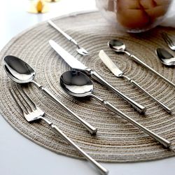 Luxury 18/10 Stainless Steel Cutlery Set - Dishwasher Safe | Knife, Spoon, Fork, Chopsticks - Bright Silver Design