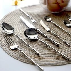 luxury 18/10 stainless steel cutlery set - dishwasher safe | knife, spoon, fork, chopsticks - bright silver design