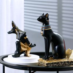 egyptian anubis resin wine rack: unique cat god figurine bottle holder for home decor