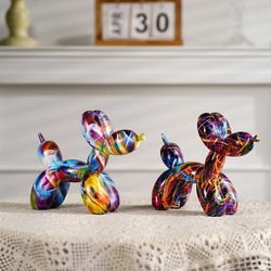 Nordic Balloon Dog Figurines: Luxury Puppy Graffiti Art Collection for Home & Office Decor - Resin Doggy Accessories