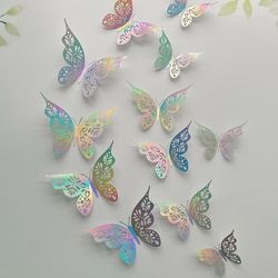 12-piece 3d hollow butterfly wall stickers | bedroom & living room decor | home decoration paper butterflies