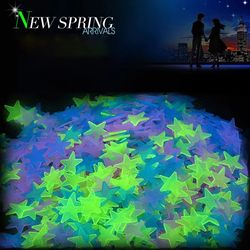 Luminous 3D Stars Glow In The Dark Wall Stickers - Kids Room Decor | Fluorescent Star Stickers for Bedroom Ceiling