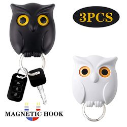 Cute Owl Magnetic Key Hook: Auto Blinking, No Punch, Kitchen Home Wall Decoration - Storage Solution