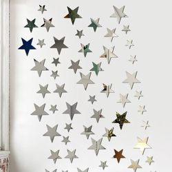 Irregular Mirror Star Wall Stickers: 3D Acrylic DEcor for Living Room, Kids Room - Set of 20pcs | Home Decoration