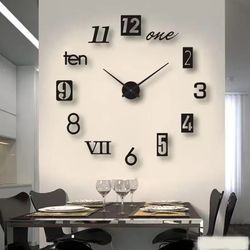 2022 new 3d roman numeral acrylic mirror wall clock sticker: diy fashion quartz clock for home decoration in living room