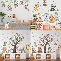 Safari Jungle Woodland Animals Wall Decals for Nursery Kids Bedroom Decor
