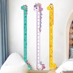 Cute Cartoon Height Sticker - Unicorn Dinosaur Giraffe Wall Ruler for Kids Room Decor
