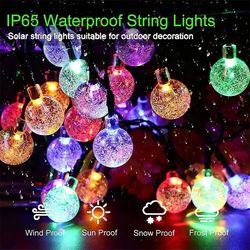 Solar String Lights: Outdoor LED Crystal Globe Lights, 8 Modes, Waterproof for Garden & Christmas Party Decor