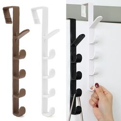 Fivesegment Door Hook Coat Bag Towels Cap Hair Bands Holder - Plastic Rack for Home Bedroom Storage Organization