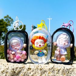 transparent jewelry organizer box: mystery keychain bag & cute doll storage case