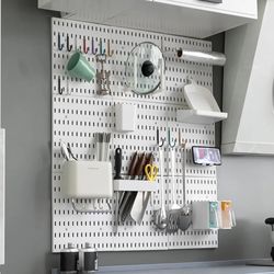 DIY Pegboard Accessories: Hanging Shelf Storage Hooks Wall Organizer - No Punching Crafts Organization for Garage, Kitch