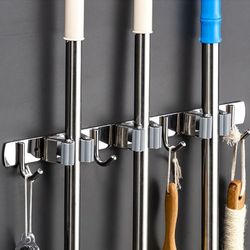 Broom Hook Holder Wall Mount | Stainless Steel Mop Organizer for Kitchen & Bathroom