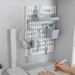 versatile home storage accessories: hole board wall shelf hooks & self-adhesive storage rack organizer