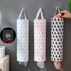Wall Mounted Trash Bag Dispenser for Kitchen Organization | Garbage Storage and Organization Solution with Hanging Hooks