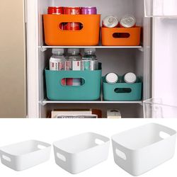 Portable S/M/L Plastic Storage Boxes with Handles for Kitchen & Home Organization