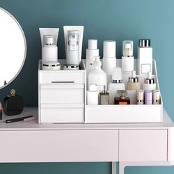 High Capacity Makeup Organizer: Cosmetic & Jewelry Storage Box for Bathroom & Home Garden