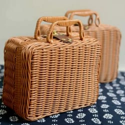 retro pp rattan baskets: picnic & storage solutions with hand gift box