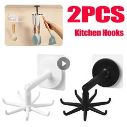 rotating kitchen hooks: multi-purpose self-adhesive storage rack