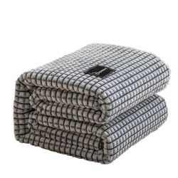 gray plaid coral fleece blankets: soft & warm bedspreads for single/queen/king beds 1