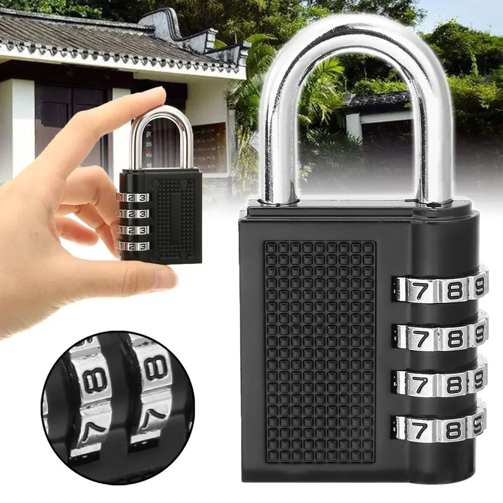 4Digit Password Padlock With Long Shackle Secure Gym Locker School Locker  Fence Gate Lock 13