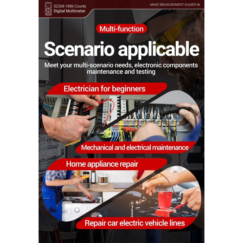 ANENG SZ308 Digital Tester 1999 Counts HFE Multimeter ACDC Voltage 10A Current Meter Tool