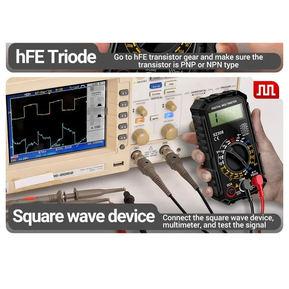 ANENG SZ308 Digital Tester 1999 Counts HFE Multimeter ACDC Voltage 10A Current Meter Tool