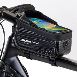 newboler waterproof bike frame bag, touchscreen phone case, rainproof cycling top tube bag for mtb & road bikes