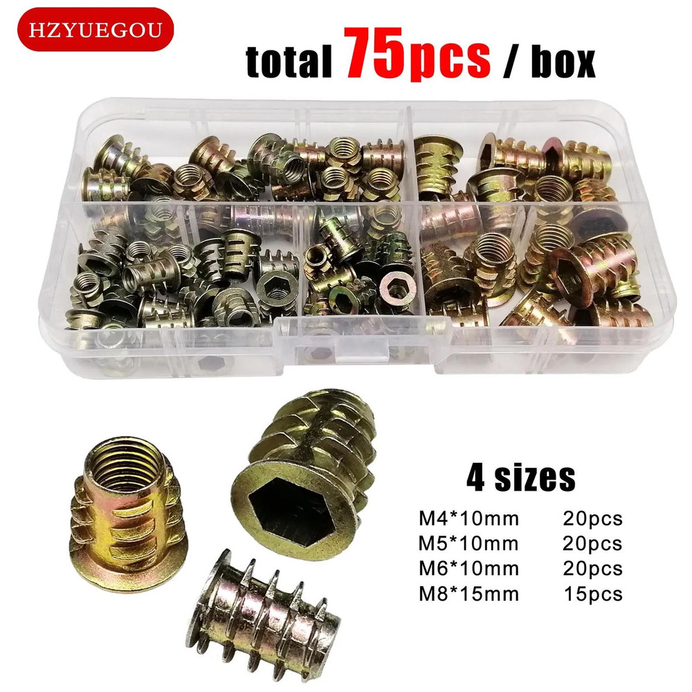 Threaded Insert Nut Kit  ENut Set With Hex Socket Head For Wooden Furniture  Cabinets M4 M5 M6 M8 5