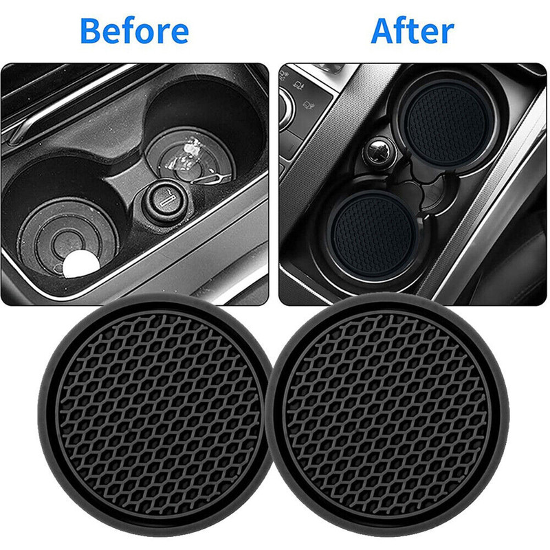 Premium Black Car Cup Holder Coasters NonSlip Universal Fit For Most Cups 1