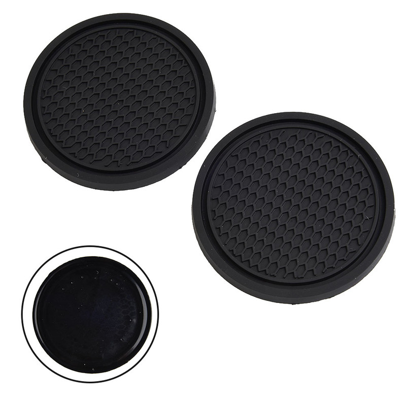 Premium Black Car Cup Holder Coasters NonSlip Universal Fit For Most Cups 4