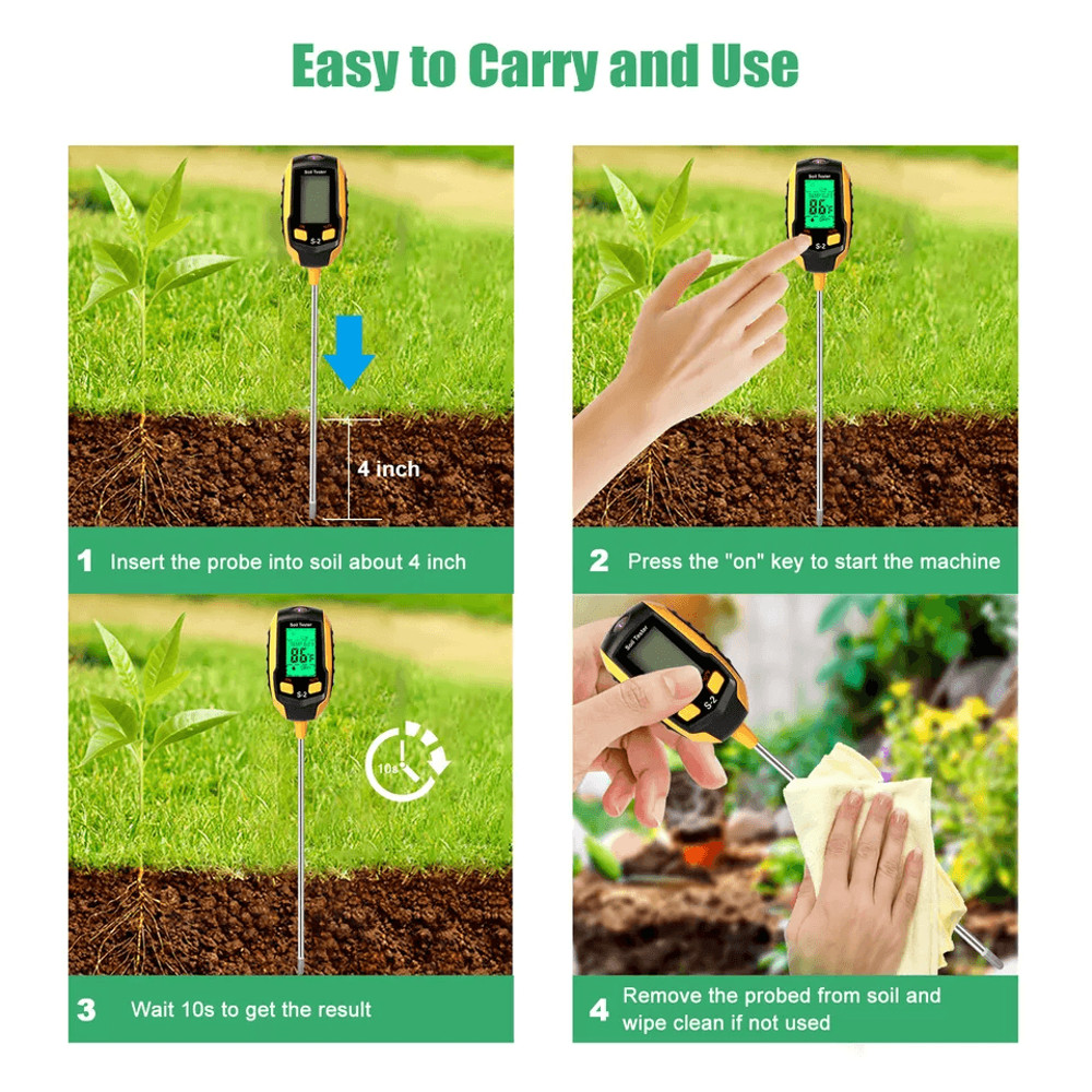 LCD Digital PH Soil Tester 5in1 Plant Lawn Moisture Temperature Test Meter For Garden Farm Potted P 2