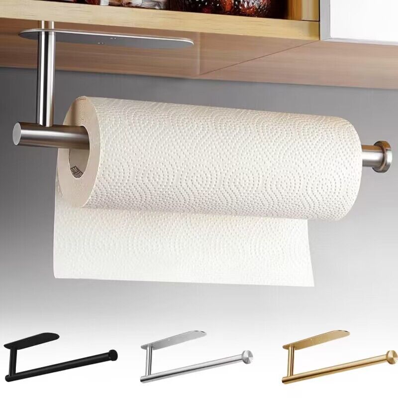 Stainless Steel SelfAdhesive Toilet Paper Towel Holder PunchFree Roll Paper Holder For Kitchen Bat 0