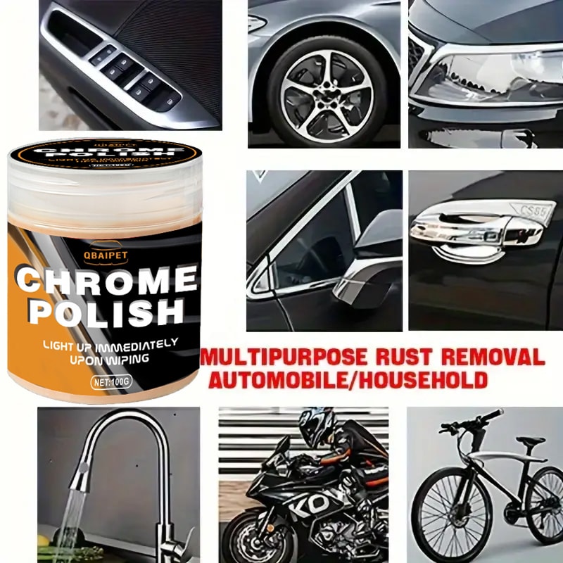 car Restoration Paste Metal Polish Cream for Wheels, Door Handles & Window Trim Auto Detailing Essential