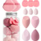 Makeup Sponge Set with Storage Jar, Latex-Free Finger Puff for Wet & Dry Foundation Application